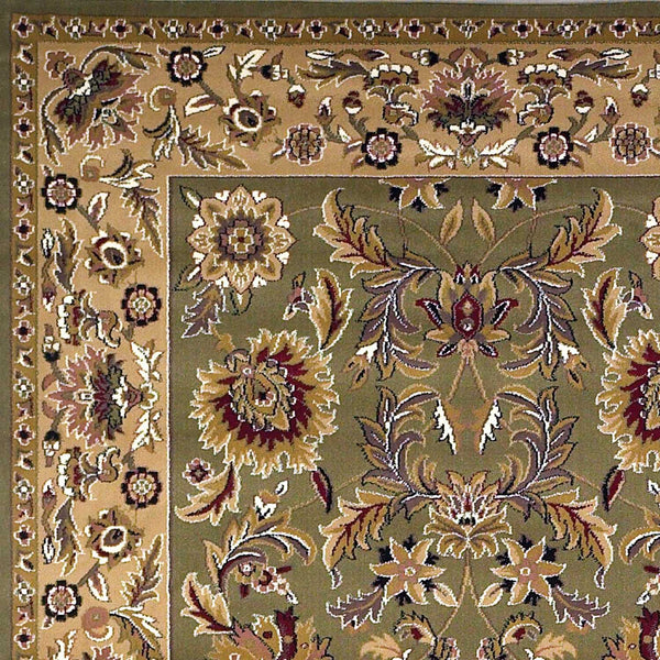 2'x3' Green Taupe Machine Woven Floral Traditional Indoor Accent Rug