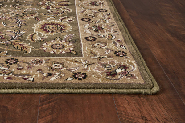 2'x3' Green Taupe Machine Woven Floral Traditional Indoor Accent Rug