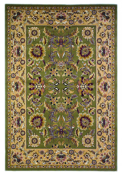 2'x3' Green Taupe Machine Woven Floral Traditional Indoor Accent Rug