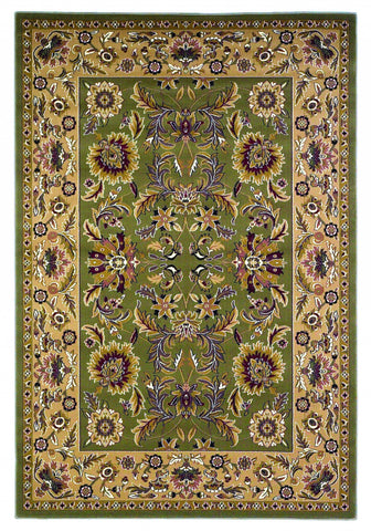 2'x3' Green Taupe Machine Woven Floral Traditional Indoor Accent Rug