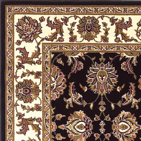 2'x3' Black Ivory Machine Woven Floral Traditional Indoor Accent Rug