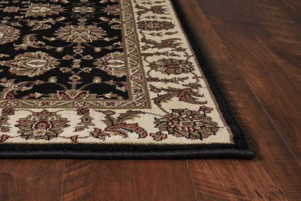 2'x3' Black Ivory Machine Woven Floral Traditional Indoor Accent Rug