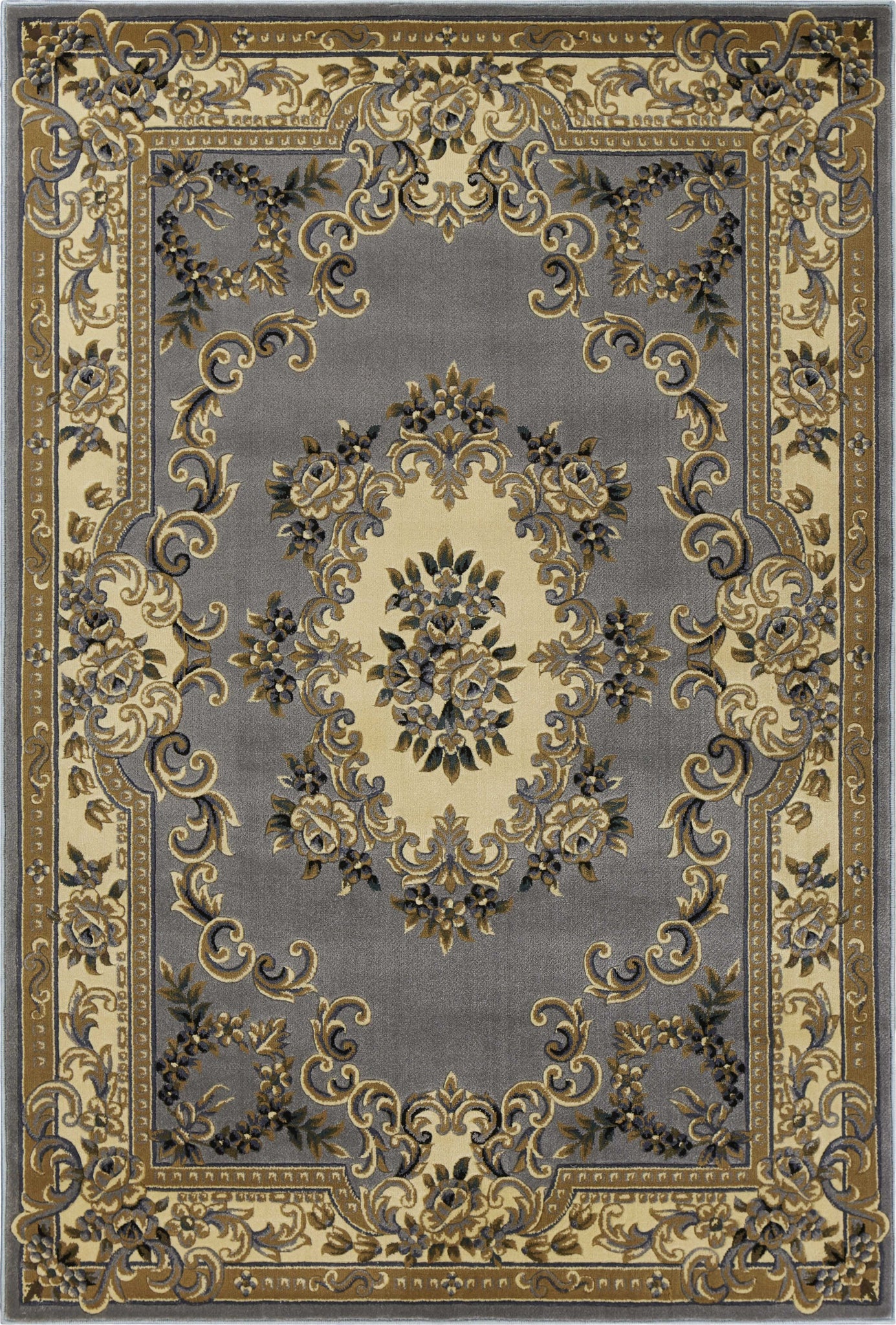 2'x3' Slate Blue Machine Woven Hand Carved Floral Medallion Indoor Accent Rug