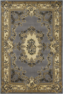 2'x3' Slate Blue Machine Woven Hand Carved Floral Medallion Indoor Accent Rug