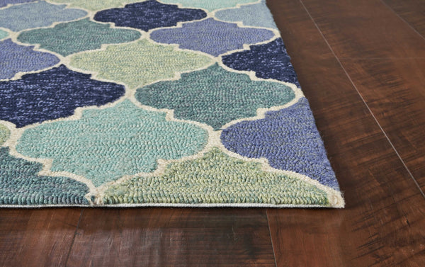 2' x 3' UV treated Polypropylene Blue Accent Rug