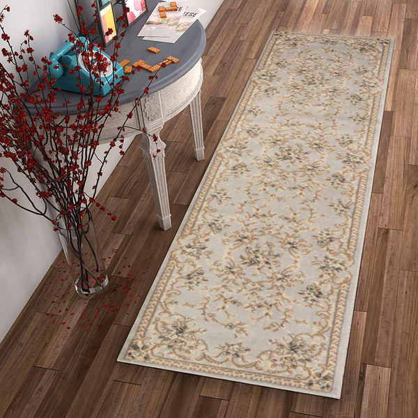 8' Light Grey Polypropylene Runner Rug