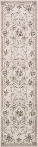 8' Ivory Bordered Floral Indoor Runner Rug