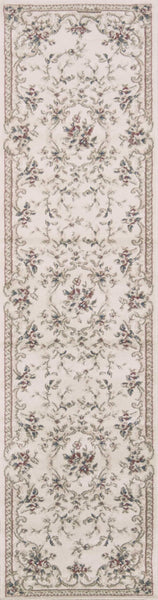 8' Ivory Bordered Floral Indoor Runner Rug