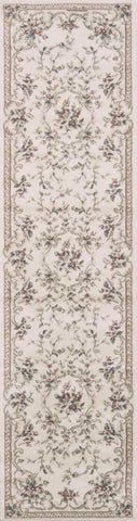 8' Ivory Bordered Floral Indoor Runner Rug