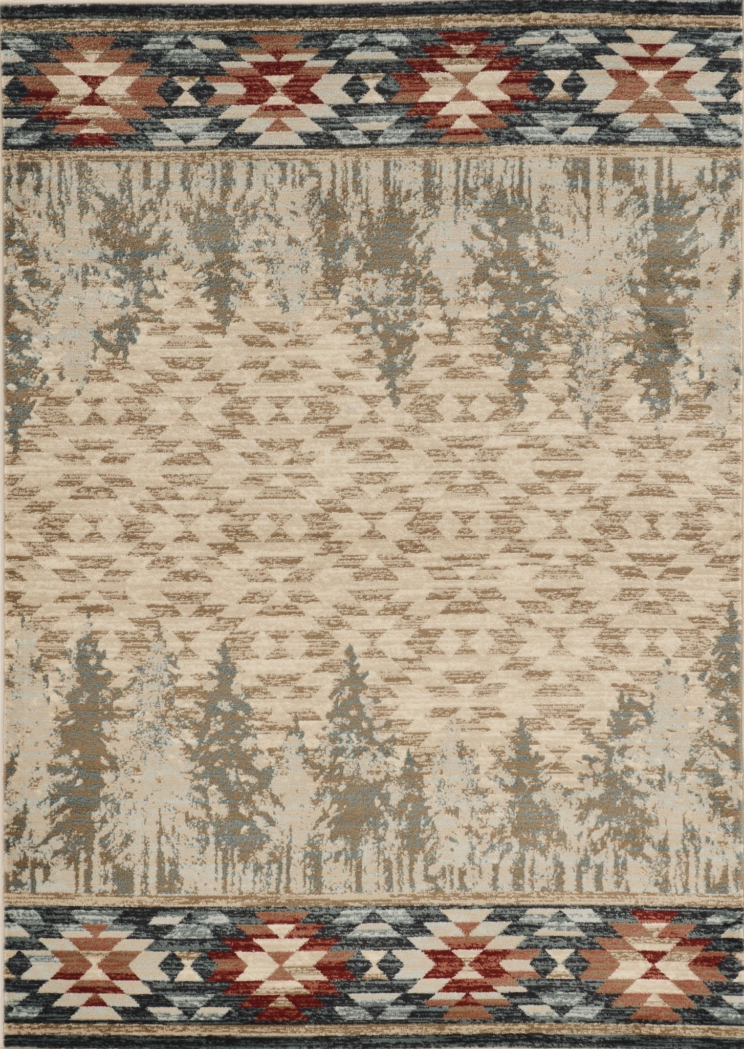 8' Ivory Machine Woven Pinegrove Lodge Indoor Runner Rug