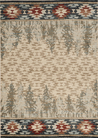 8' Ivory Machine Woven Pinegrove Lodge Indoor Runner Rug