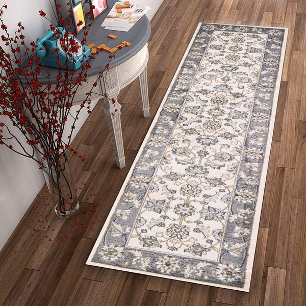 8' Ivory or Grey Polypropylene Runner Rug