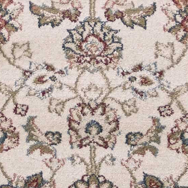 8' Ivory Red Bordered Floral Indoor Runner Rug