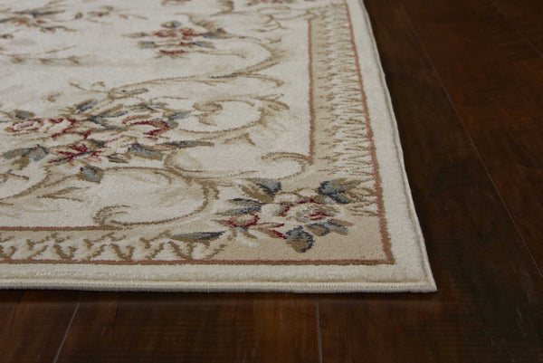 3'x5' Ivory Bordered Floral Indoor Area Rug