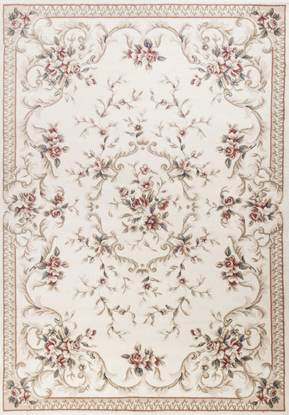 3'x5' Ivory Bordered Floral Indoor Area Rug