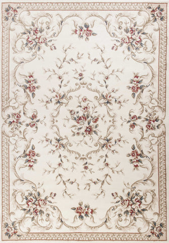 3'x5' Ivory Bordered Floral Indoor Area Rug