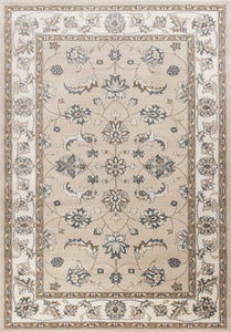 3'x5' Beige Ivory Bordered Floral Indoor Area Rug