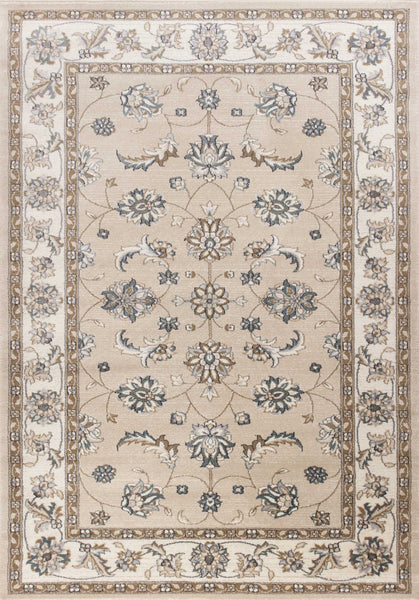 3'x5' Beige Ivory Bordered Floral Indoor Area Rug