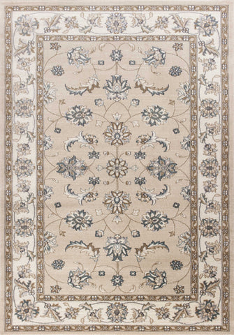 3'x5' Beige Ivory Bordered Floral Indoor Area Rug