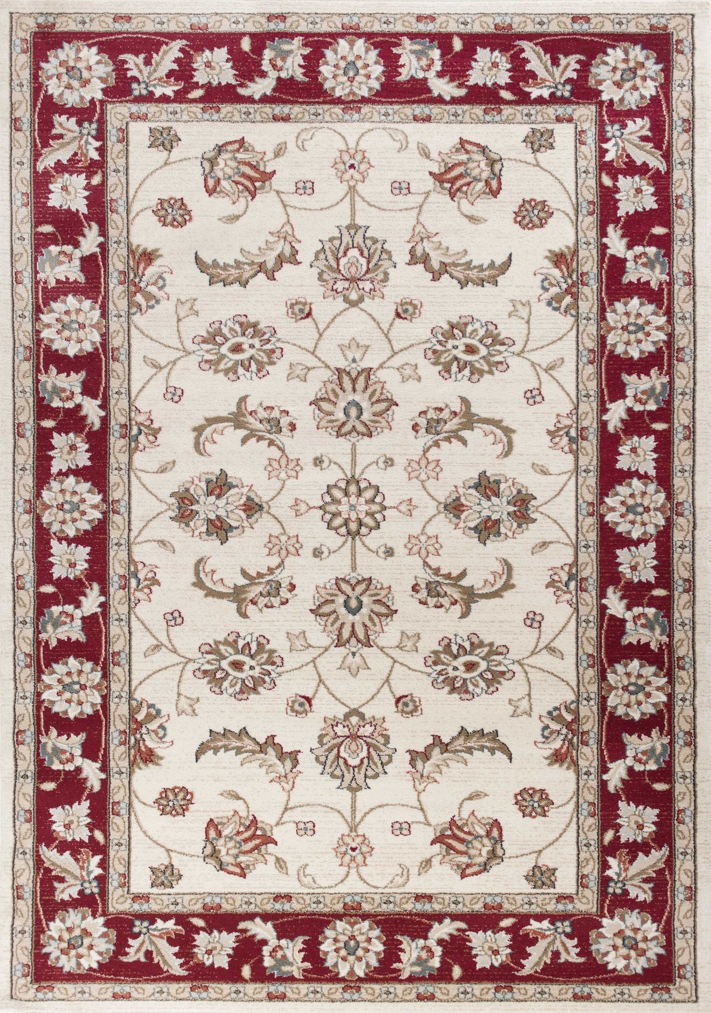 3'x5' Ivory Red Floral Indoor Area Rug