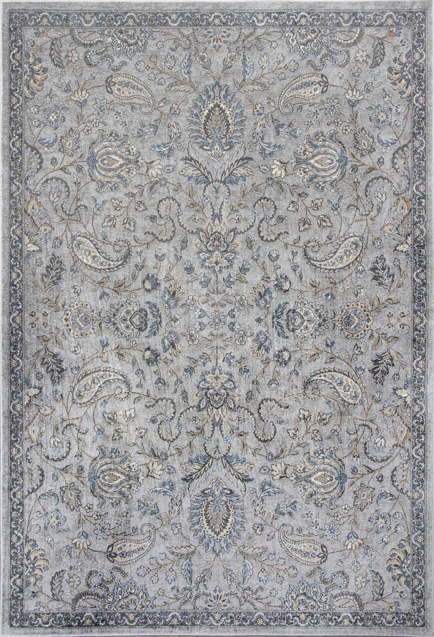 2'x4' Silver Blue Machine Woven Paisley Indoor Accent Rug