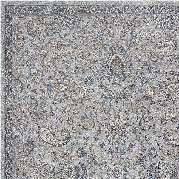 2'x4' Silver Blue Machine Woven Paisley Indoor Accent Rug