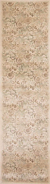 7' Ivory Machine Woven Floral Traditional Indoor Runner Rug