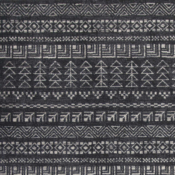 3'x5' Charcoal Grey Machine Woven Bohemian Tribal Indoor Area Rug