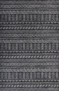 3'x5' Charcoal Grey Machine Woven Bohemian Tribal Indoor Area Rug