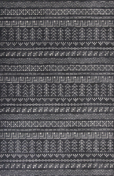 3'x5' Charcoal Grey Machine Woven Bohemian Tribal Indoor Area Rug