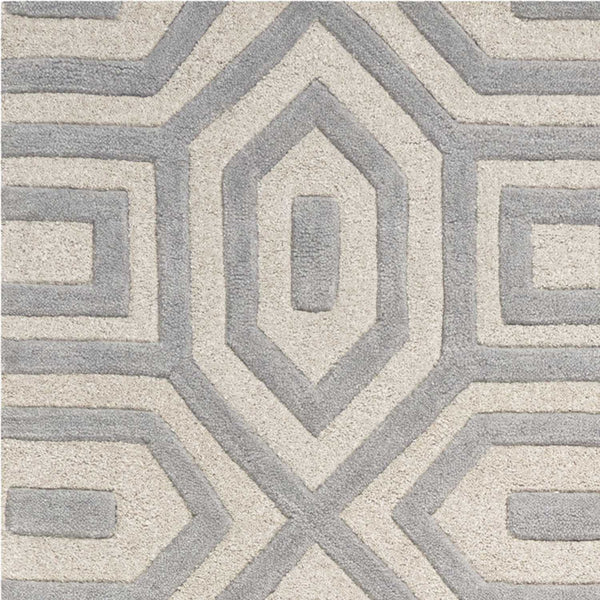 2'x4' Grey Hand Tufted Geometric Indoor Accent Rug