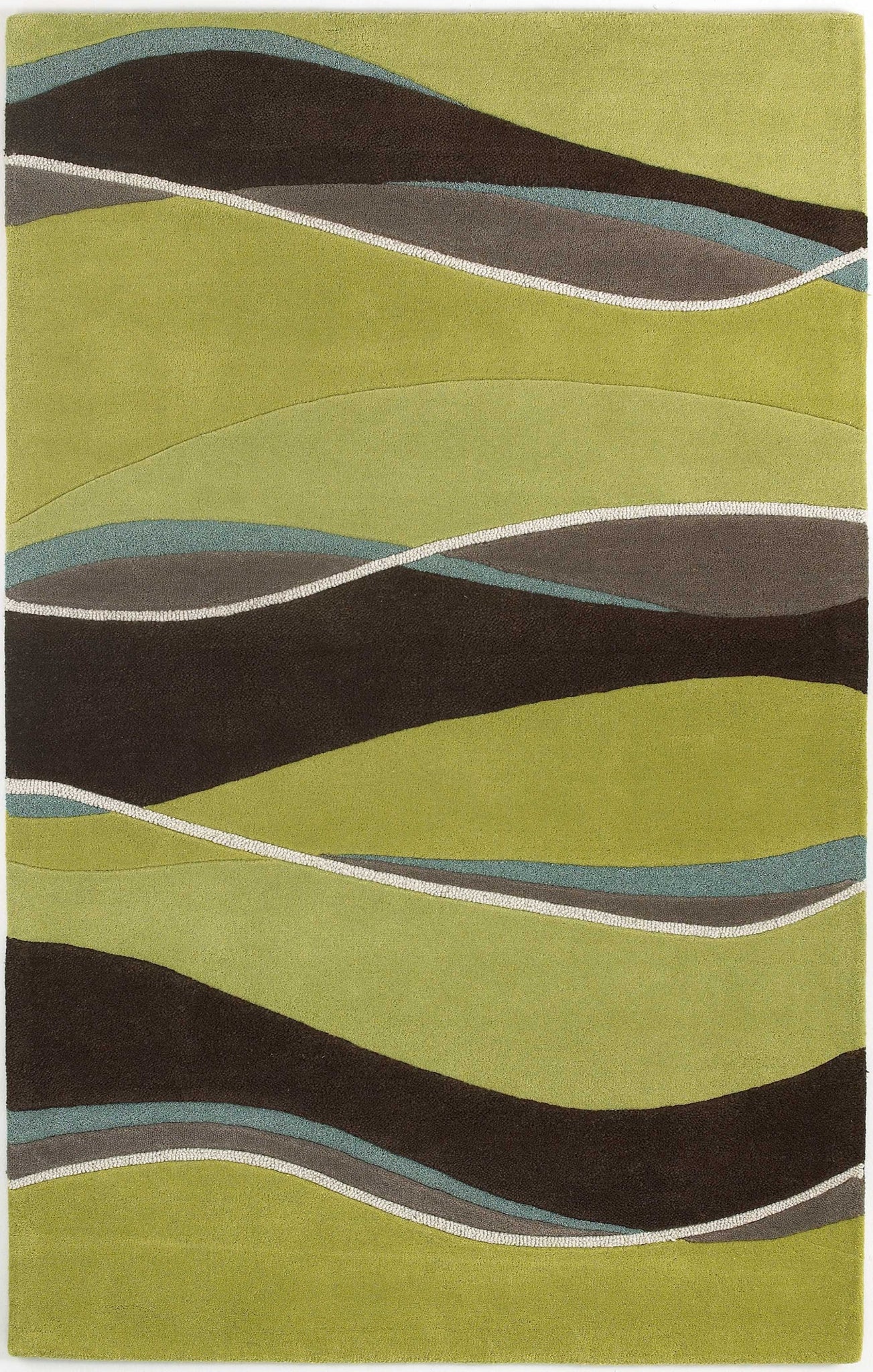 2' x 4' Lime or Mocha Waves Wool Area Rug