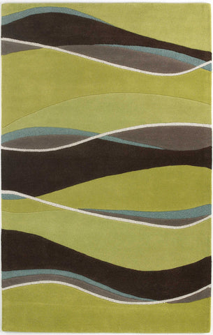 2' x 4' Lime or Mocha Waves Wool Area Rug