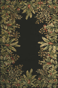 2'x3' Black Hand Tufted Bordered Tropical Plants Indoor Accent Rug