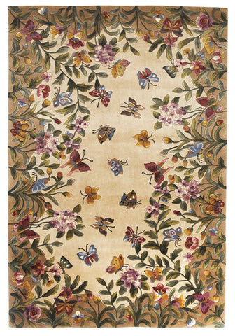 2' x 3' Beige Antique Floral Wool Accent Rug