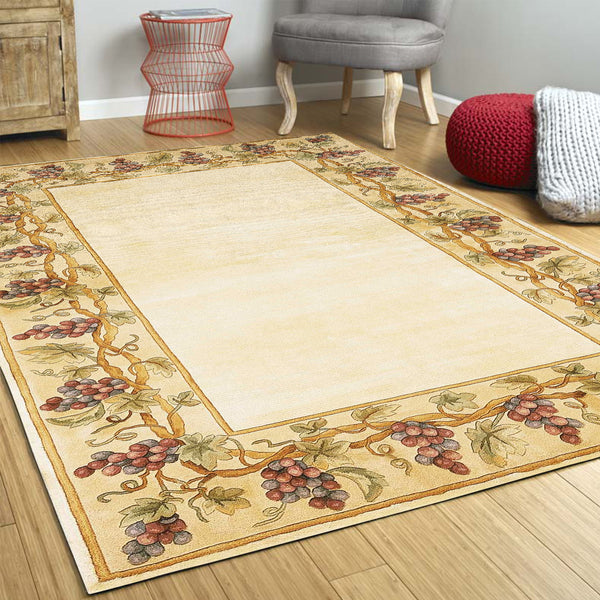 2'x3' Ivory Hand Tufted Bordered Grapevine Indoor Accent Rug