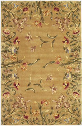 2' x 3' Gold Tulips Wool Accent Rug