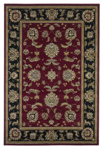 3'x5' Red Black Machine Woven Floral Traditional Indoor Area Rug