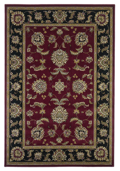 3'x5' Red Black Machine Woven Floral Traditional Indoor Area Rug