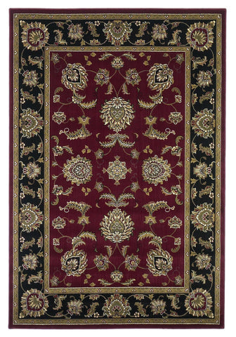 3'x5' Red Black Machine Woven Floral Traditional Indoor Area Rug