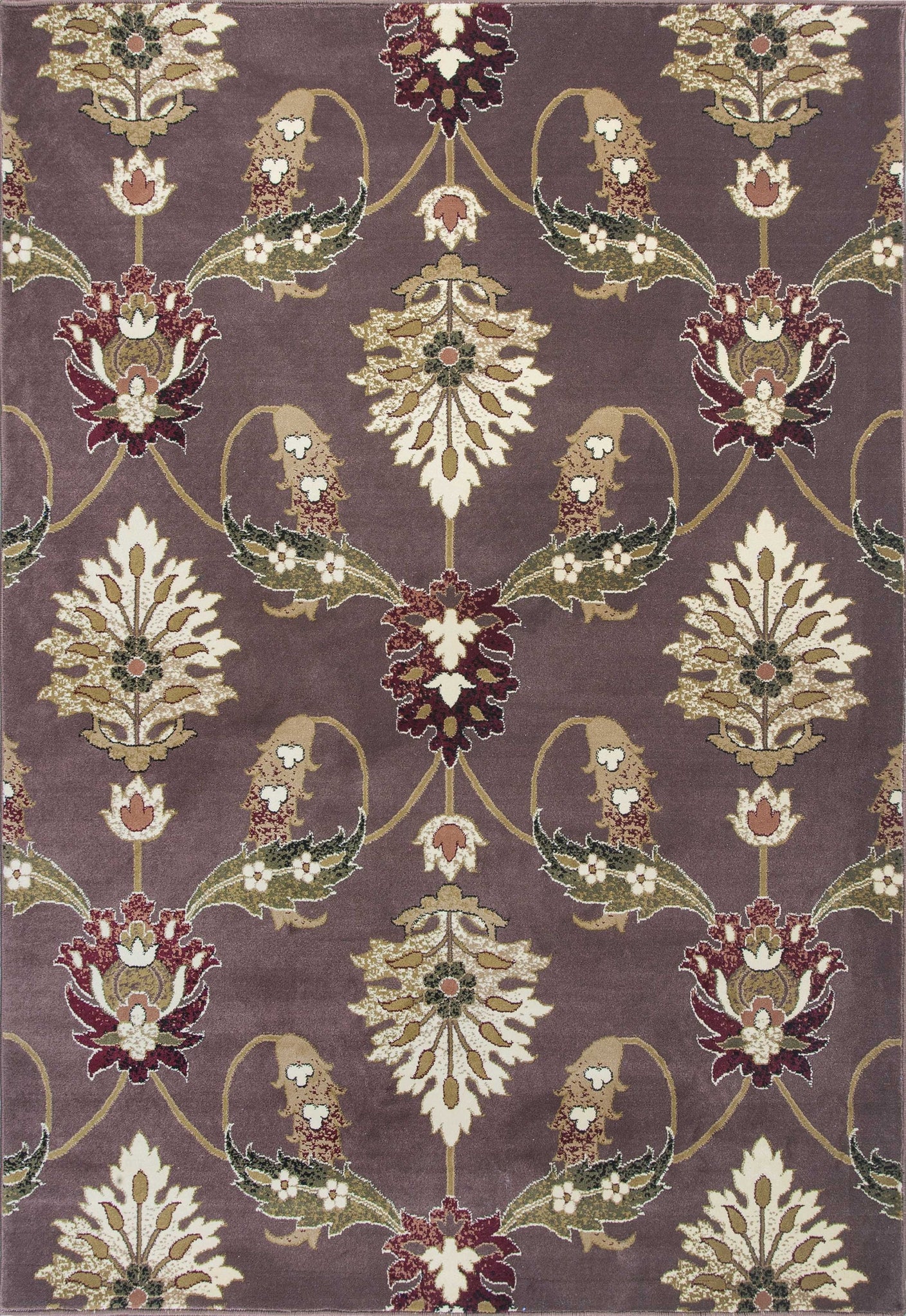 2' x 8' Plum Floral Traditional Runner Rug