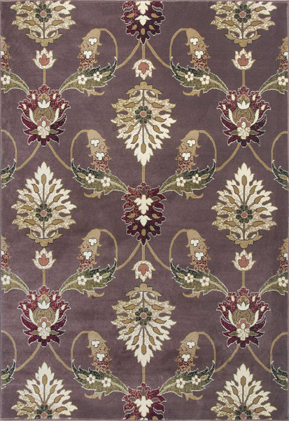 3'x5' Plum Machine Woven Floral Traditional Indoor Accent Rug