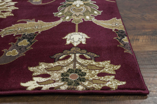 2' x 8' Red Floral Traditional Runner Rug