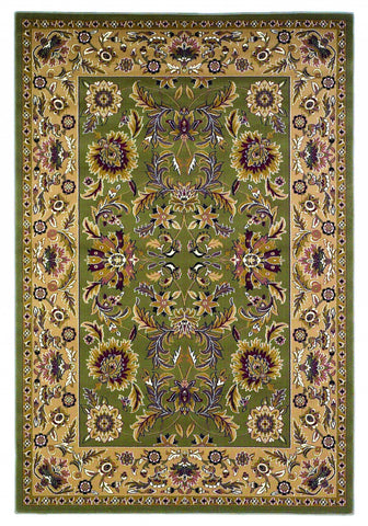 2' x 8' Green or Taupe Traditional Bordered Runner Rug