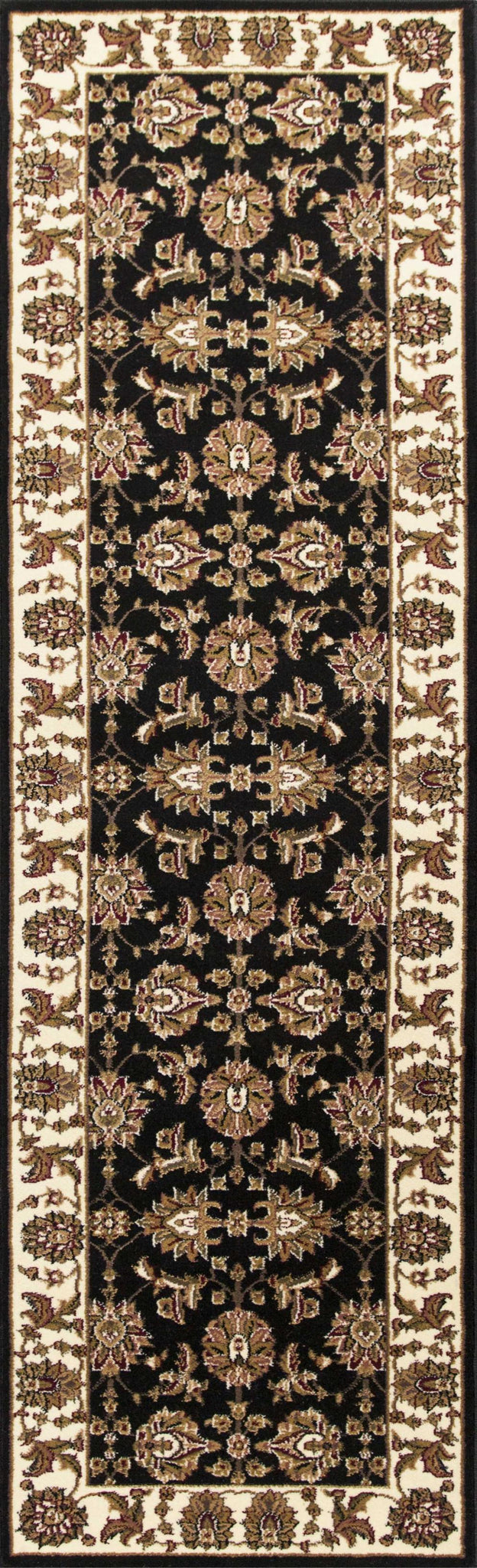 2' x 8' Black or Ivory Traditional Bordered Rug