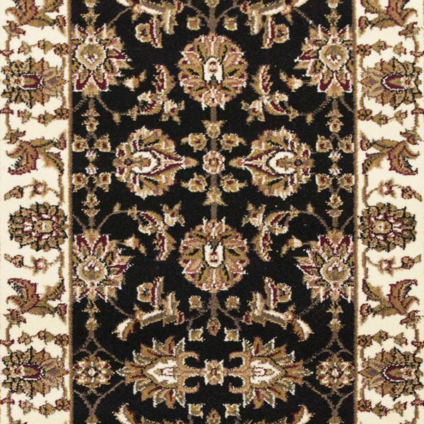 2' x 8' Black or Ivory Traditional Bordered Rug