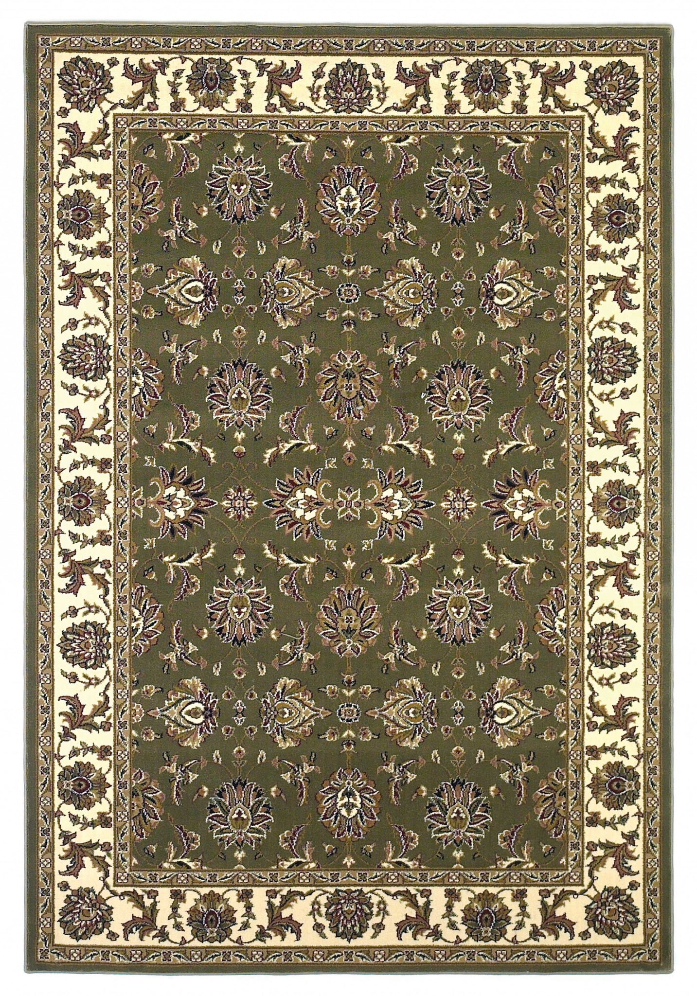 2' x 8' Green or Ivory Traditional Runner Rug