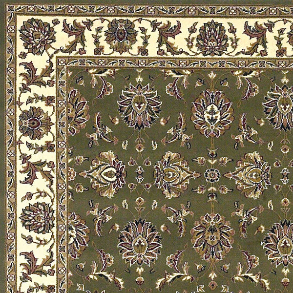 3'x5' Green Ivory Machine Woven Floral Traditional Indoor Area Rug