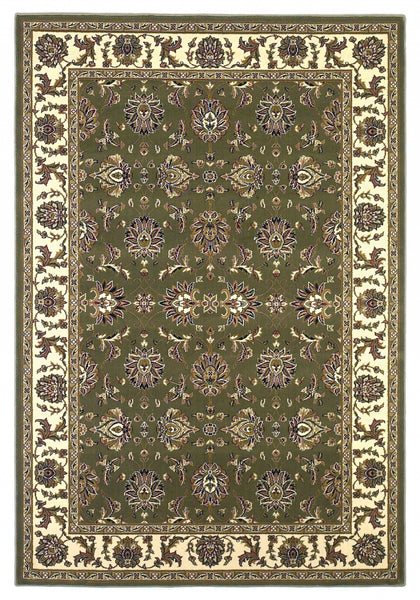 3'x5' Green Ivory Machine Woven Floral Traditional Indoor Area Rug