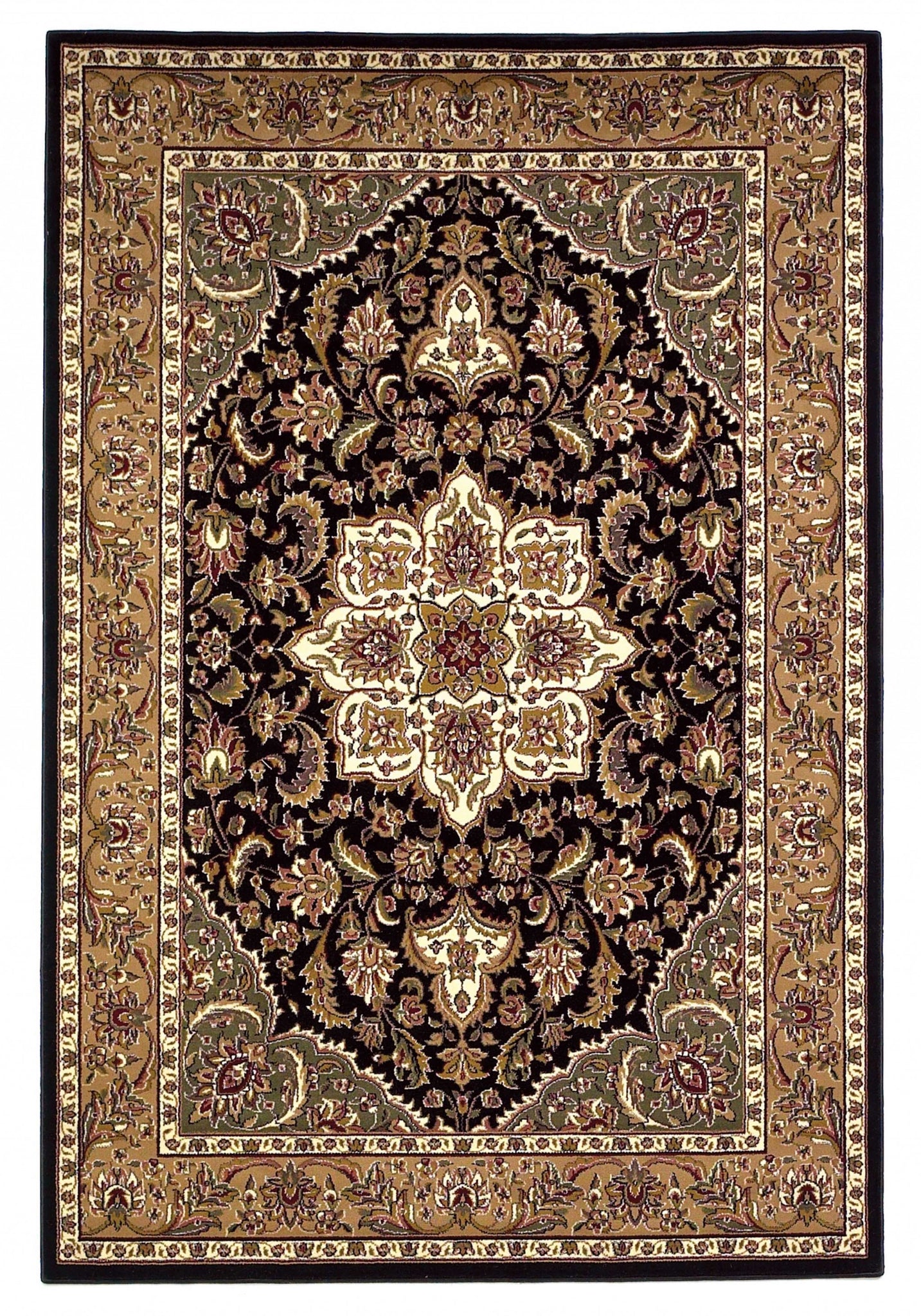 2' x 8' Black or Beige Medallion Runner Rug